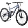 image:imageMongoose Status Mountain Bike 275 Inch Bike for Men and Women 21 Speed Aluminum Suspension Frame Steel Rear Triangle Dual Suspension Knobby Mountain Tires Mechanical Disc Brakes Adult BicycleSlate Blue