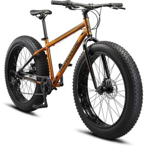 image:imageMongoose Argus Trail or ST Fat Tire Mountain Bike 20 24 or 26 Inch Bike for Kids and Adults 7 or 16 Speed Aluminum or Steel Frame Knobby Mountain Fat Tires Mechanical Disc BrakesCopper
